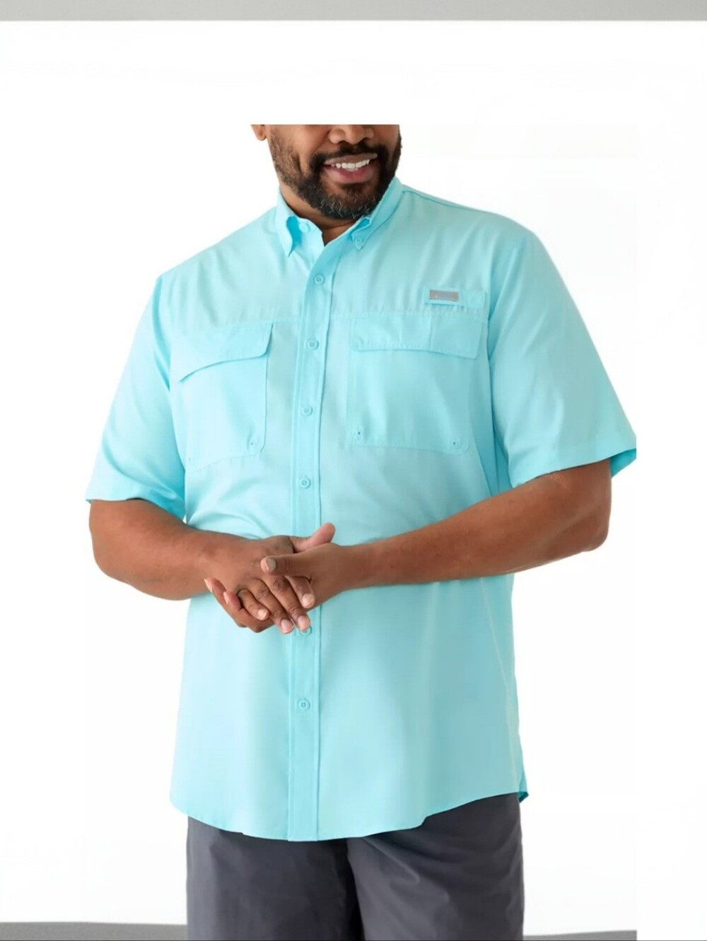 Men's Short-Sleeve Button-Down Lightweight Shirt by Ocean + Coast - Aqua
